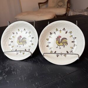 Vintage Golden Rooster Oven safe Dish Pasta Salad Bowl Plate Set of 2 Country